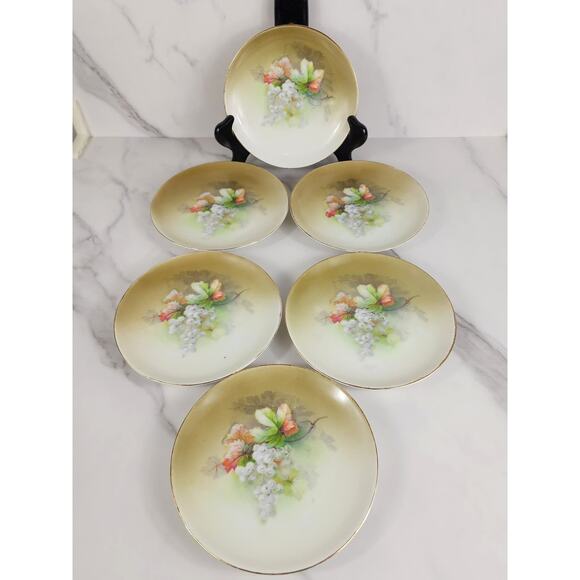 Eagle China Austria Bread Plate White Grapes Porcelain 6 1/4" Gold Trim x6 - Picture 2 of 15